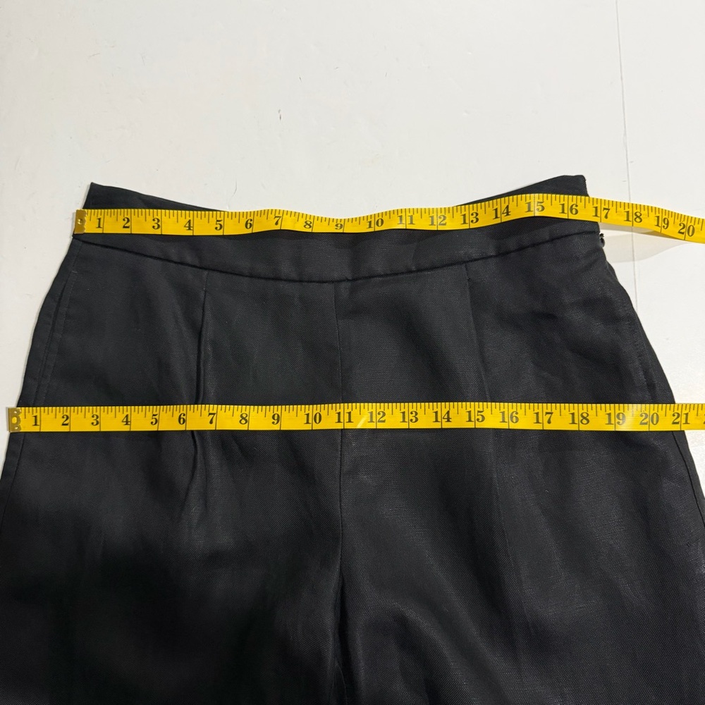 J. Crew Black Linen-blend Trousers Pants Size 10 Wide Leg Classic Lined Cropped - Picture 13 of 15
